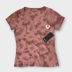 NWT True Religion Womens Tie-Dye Foil V-Neck Tee